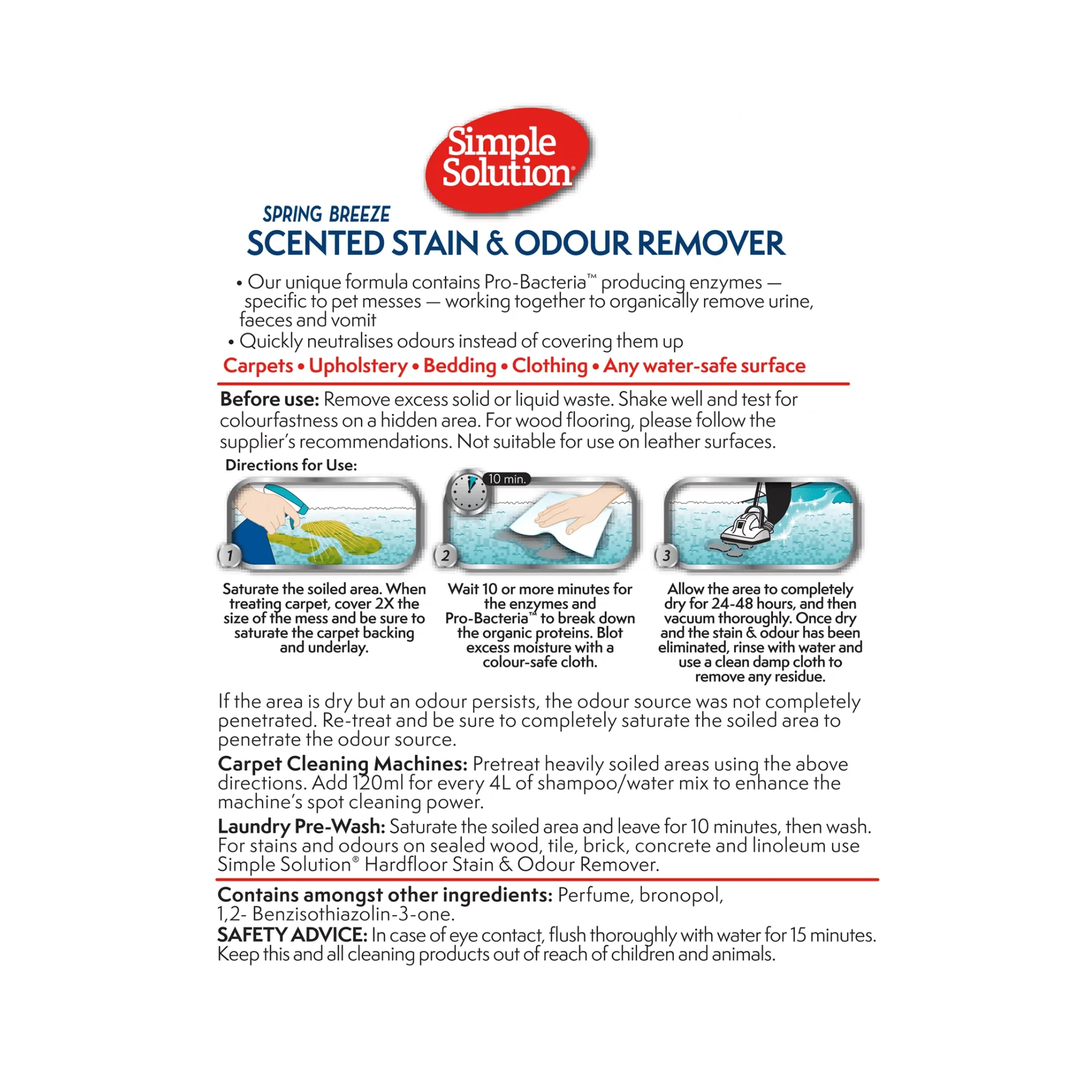 Simple Solution Home Stain & Odour Remover - Spring Breeze 750ml - Image 3
