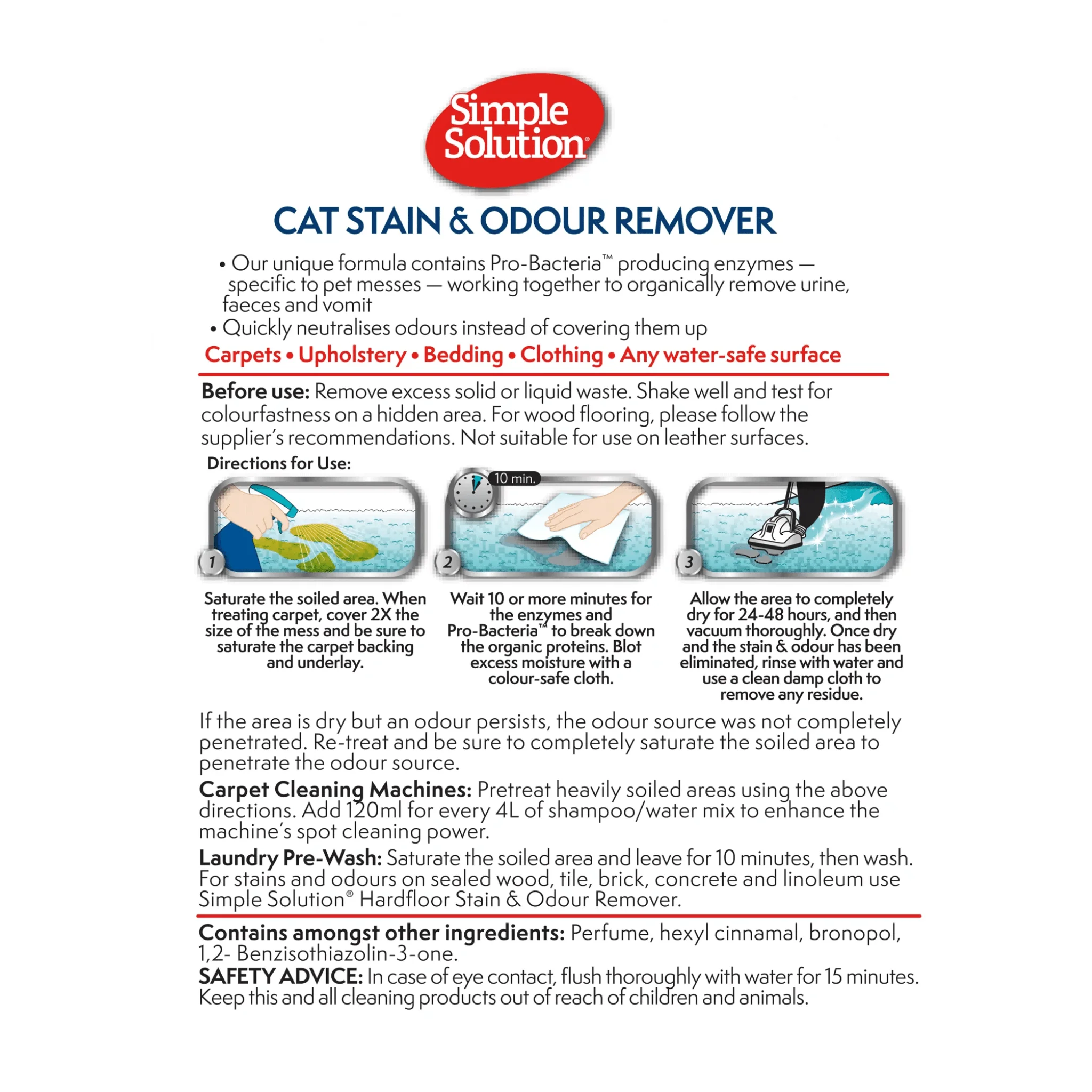 Simple Solution Stain & Odour Remover for Cats 750ml - Image 3